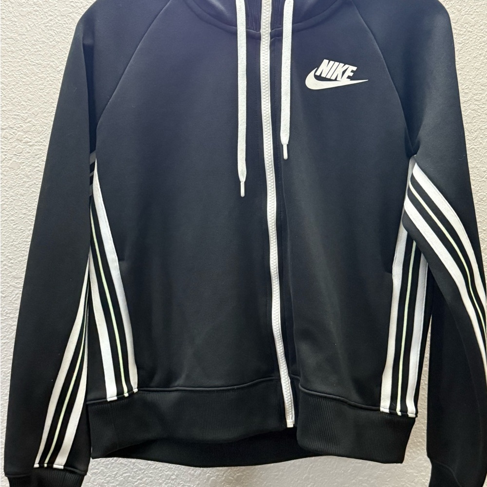 Nike Black and White Striped Hoodie